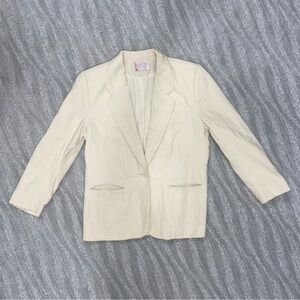 VINTAGE Pendleton Pure Virgin Wool Blazer Women's Size 12 Ivory Made in USA